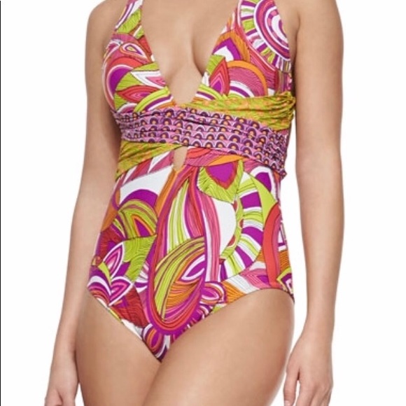Trina Turk NWOT Multi-Color Swirl Swim Suit - Picture 2 of 7